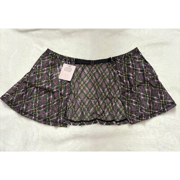 Savage X Fenty Multicolor Plaid Lace Lingerie Skirt Womens Size 1X - Picture 9 of 11